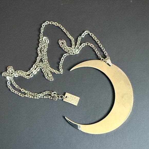 Killstar Jewelry - Killstar silver Crescent Moon Pendant Necklace long